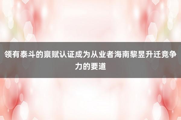 领有泰斗的禀赋认证成为从业者海南黎昱升迁竞争力的要道